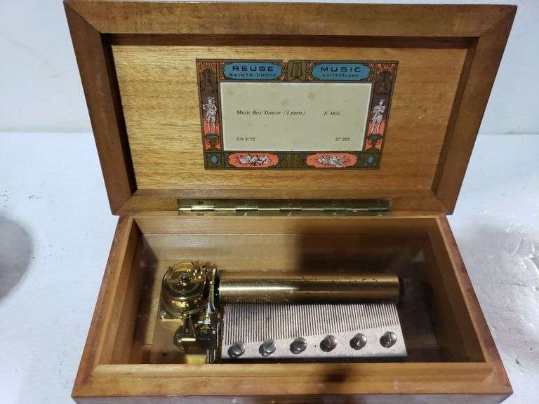 Vintage Reuge Music Box. Switzerland Trice Auctions