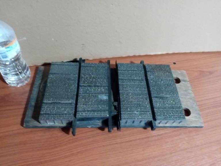 VERY RARE 4 Antique Bible Metal Printing Plates on a wooden board with