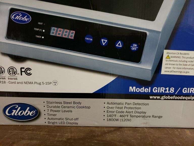 Commercial/professional Globe GIR18 Induction Range NEW Unopened Box