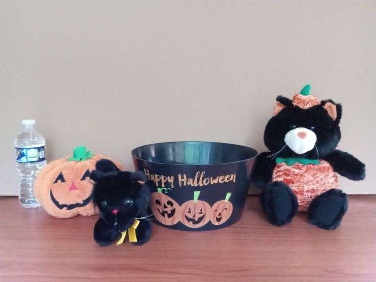 Large Halloween Plastic Serving Bowl and 3 Miscellaneous Halloween