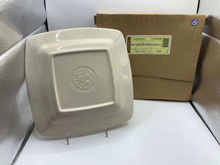 Longaberger Woven Traditions Blue Soft Square Luncheon Plate New In Box