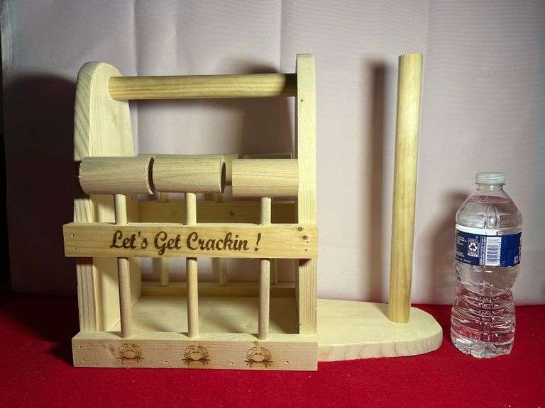 Handmade Laser Engraved Crab Mallet Set With Paper Towel Holder Trice Auctions