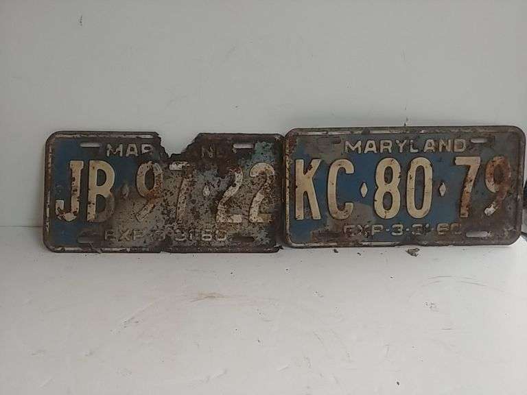 Vintage Maryland License Plates Trice Auctions