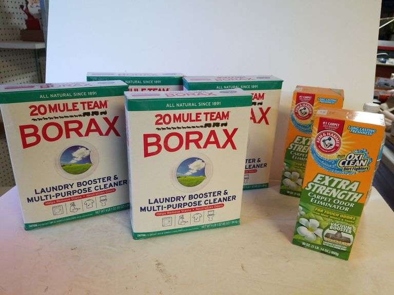 Lot Of Borax 4 Lb 1 Oz Boxes (4 Boxes) & Arm & Hammer Extra Strength Carpet Odor Eliminator (2