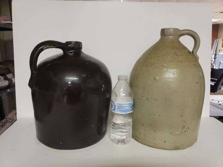 (2) Large Stoneware Jugs Trice Auctions