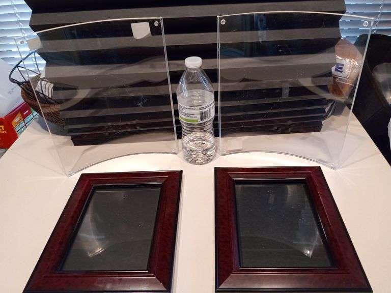2 Curved Acrylic Picture Frames (8x10) & 2 Dark Wood Picture Frames