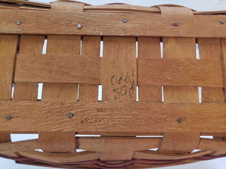(2) Longaberger Baskets 1990 Gingerbread & Small W/flag Trice Auctions