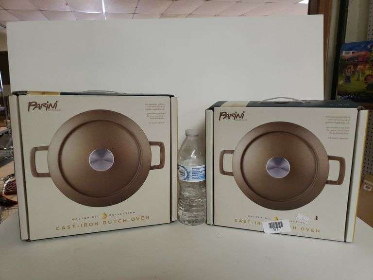 (2) NEW Parini Golden Oil Collection Dutch Ovens 2.4 Qt & 3.2 Qt