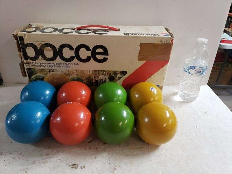 Sportcraft Bocce Ball Set Eight 4" Lacquered Wood Balls Trice Auctions