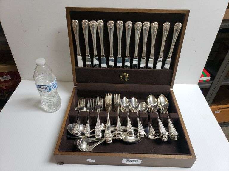 Large Flatware Set In Wooden Box Trice Auctions