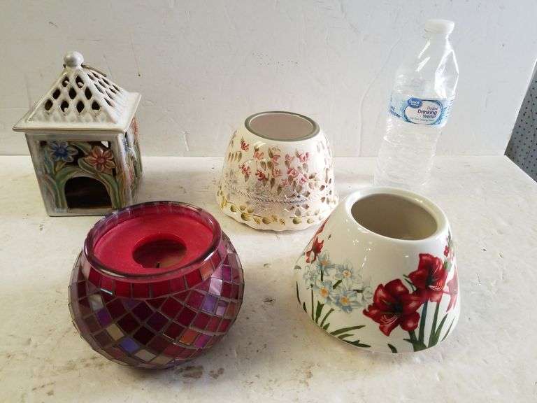 Mosaic Glass Candle Holder With Candle, 2 Candle Covers & Hanging