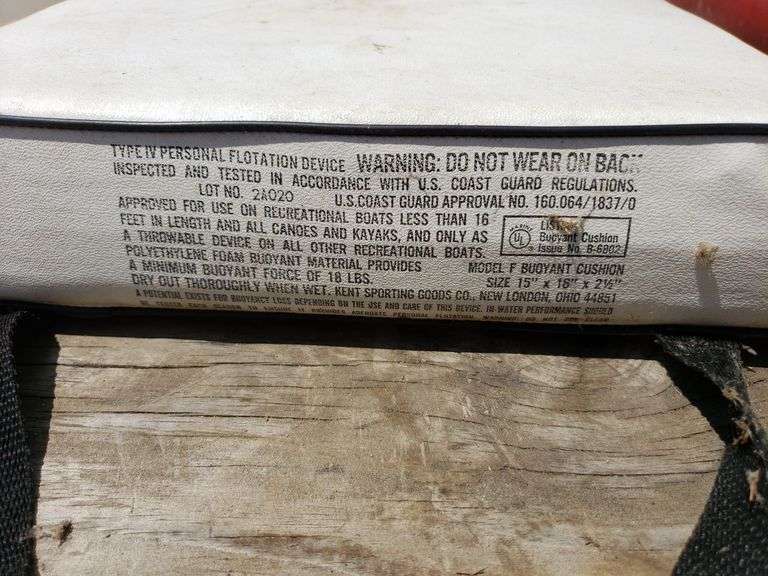 Boat Seat Cushions & Type IV Personal Flotation Device Trice Auctions