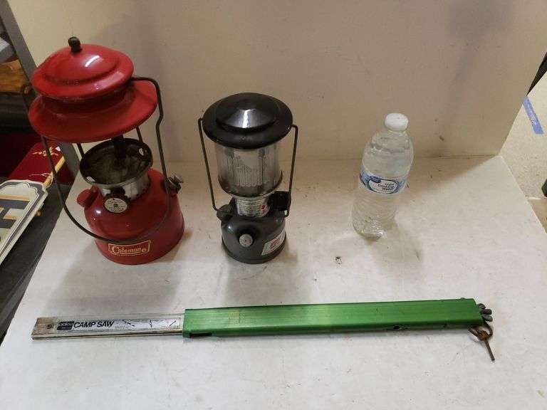 Palco Camp Saw & 2 Coleman Lanterns Trice Auctions
