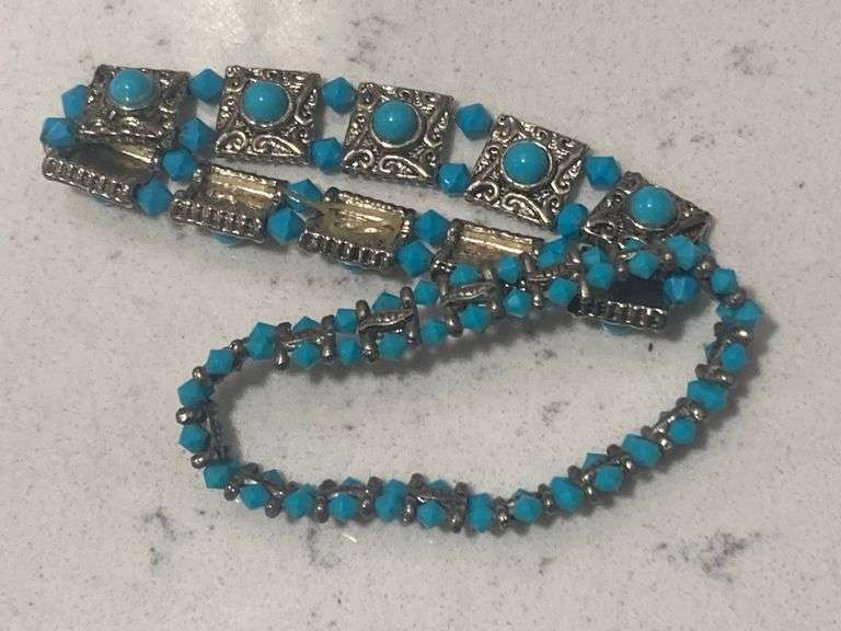 Lot De 2 Bracelets Vintage Twin City - Bleu Royal - Fabriqués Aux USA - NOS