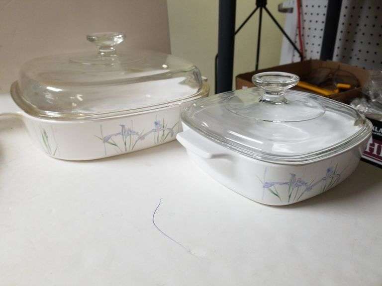 Glass Casserole Dishes Floral Pattern Trice Auctions