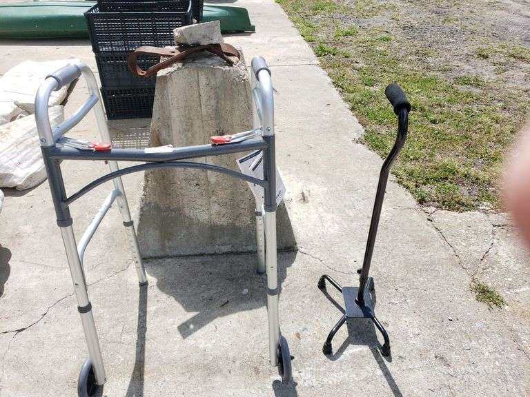 New Drive Deluxe Folding Walker, Two Button With 5" Wheels & Lightly