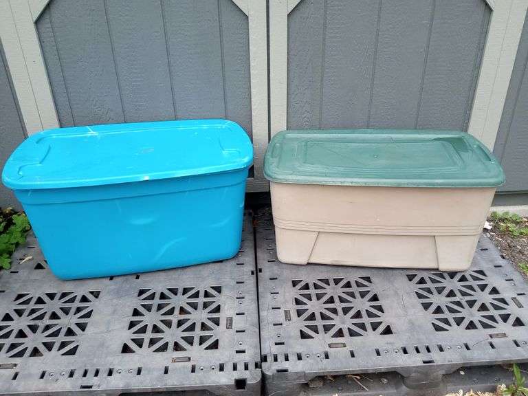 2 Large Plastic Totes with Lids Trice Auctions