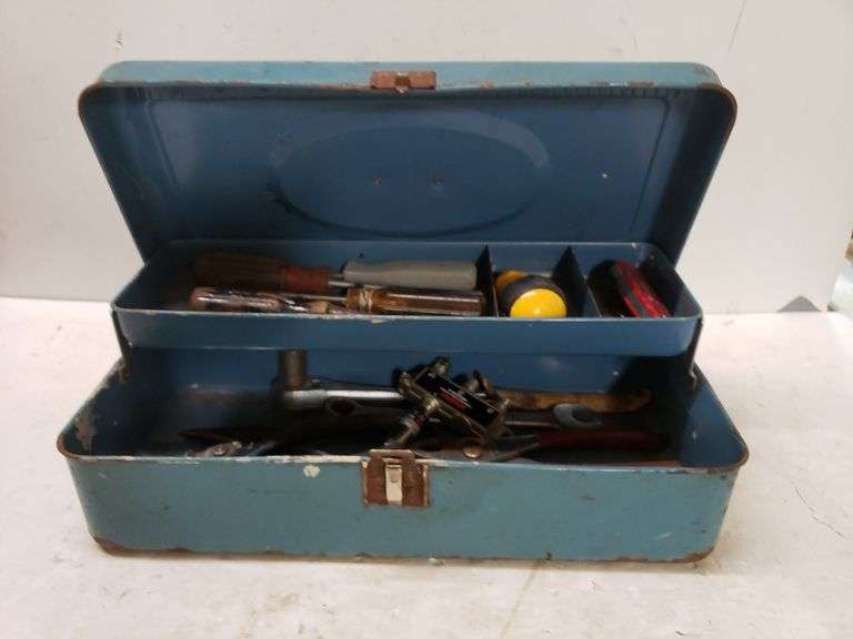 Small metal tool box with contents trice auctions