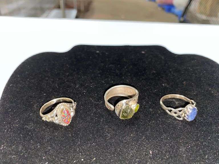 3 Sterling Silver Rings size 9.5 Trice Auctions
