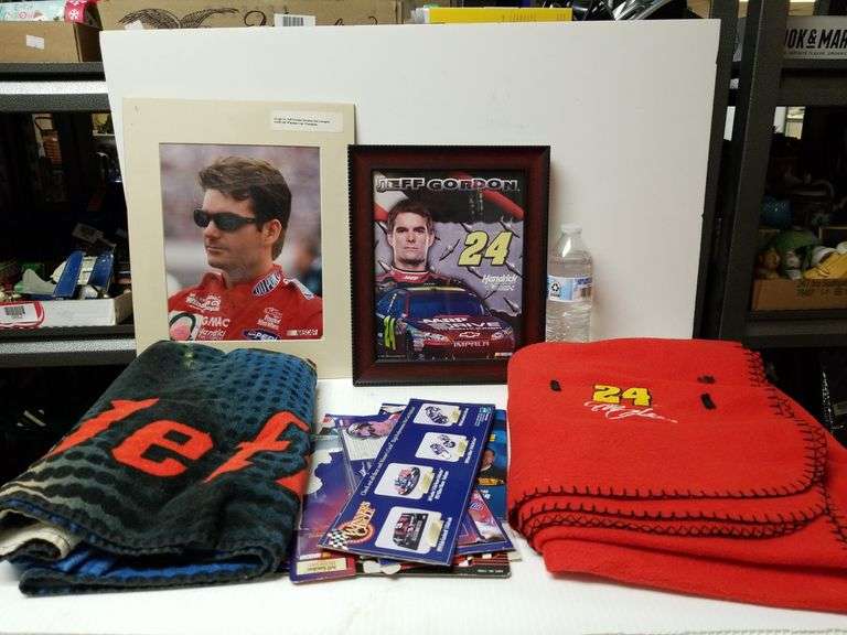 Lot Of Jeff Gordon Memorabilia Blanket, Towel, Pictures Trice Auctions