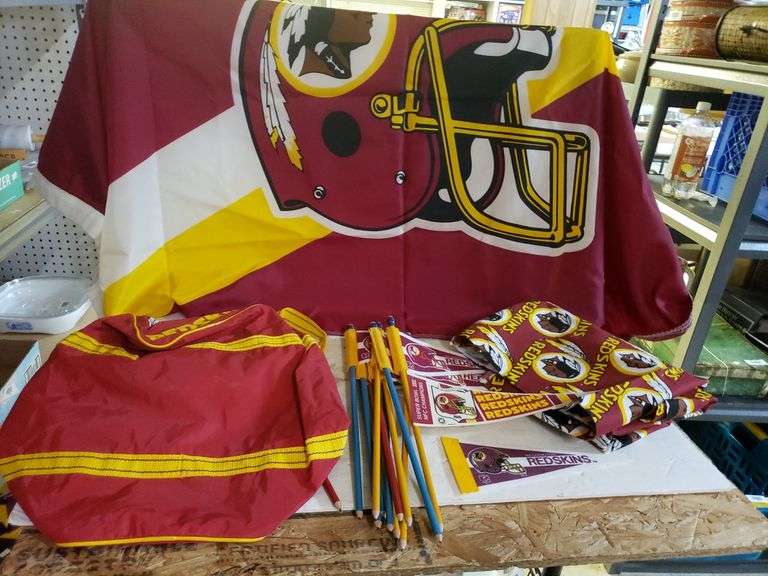 Washington Redskins Memorabilia Bag, Flag Etc Trice Auctions