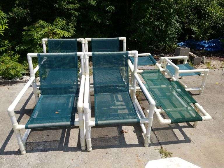 4 PVC Pipe Chairs, 1 Lounge Chair & 1 Ottoman Trice Auctions