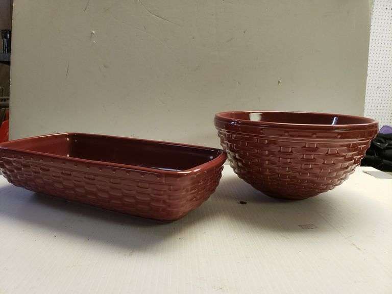 Longaberger Pottery Woven Paprika Bowl & Dish Trice Auctions