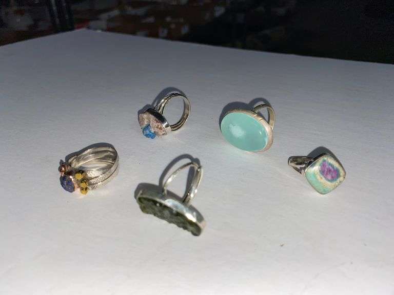 5 Sterling Silver Rings Size 9.5 Trice Auctions