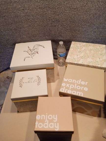 Set of 5 NEW Nesting Cardboard Boxes - Trice Auctions