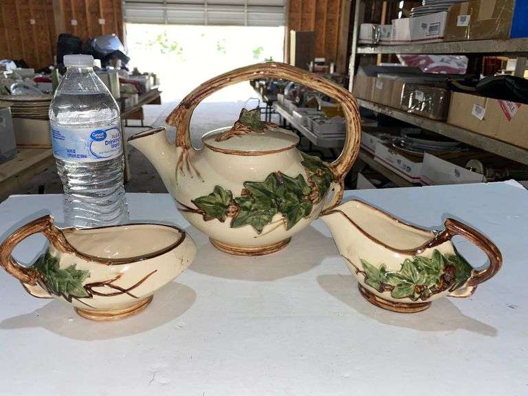 Vintage McCoy Teapot with Matching cream and Sugar bowls Trice Auctions