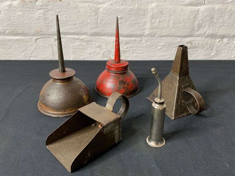 Lot of Two Antique Oil Cans Etc. Tullochs Auctions