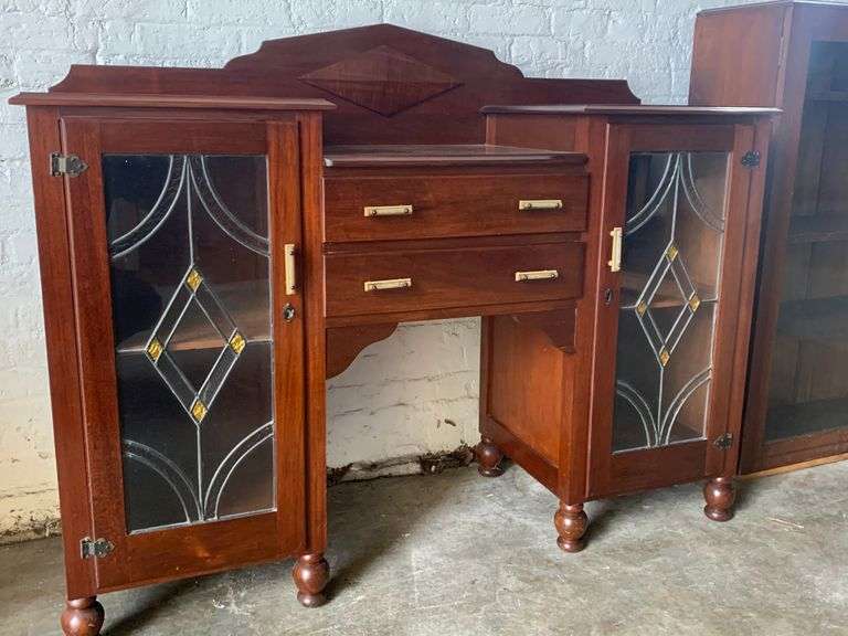 Vintage Blackwood Sideboard with Leadlight Doors Tullochs Auctions