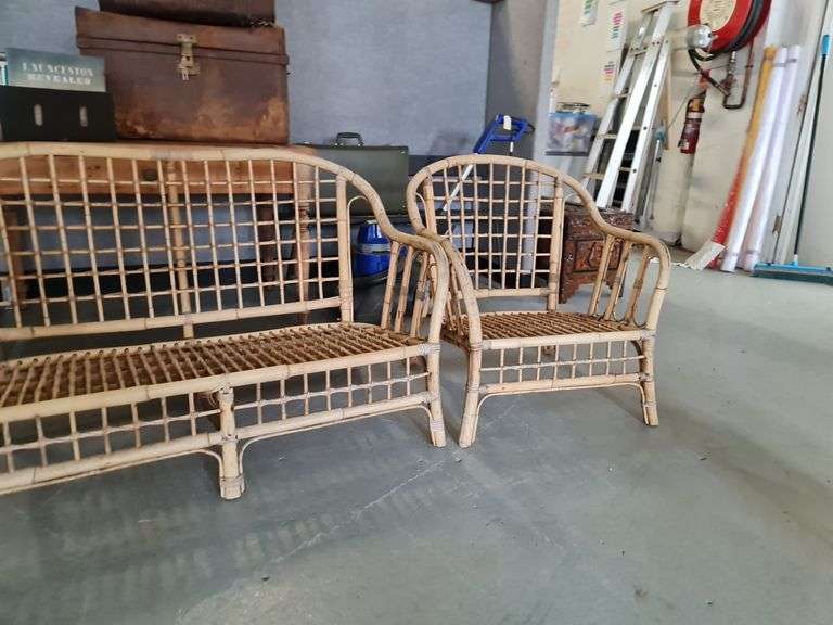 Three Piece Cane Outdoor Setting Tullochs Auctions
