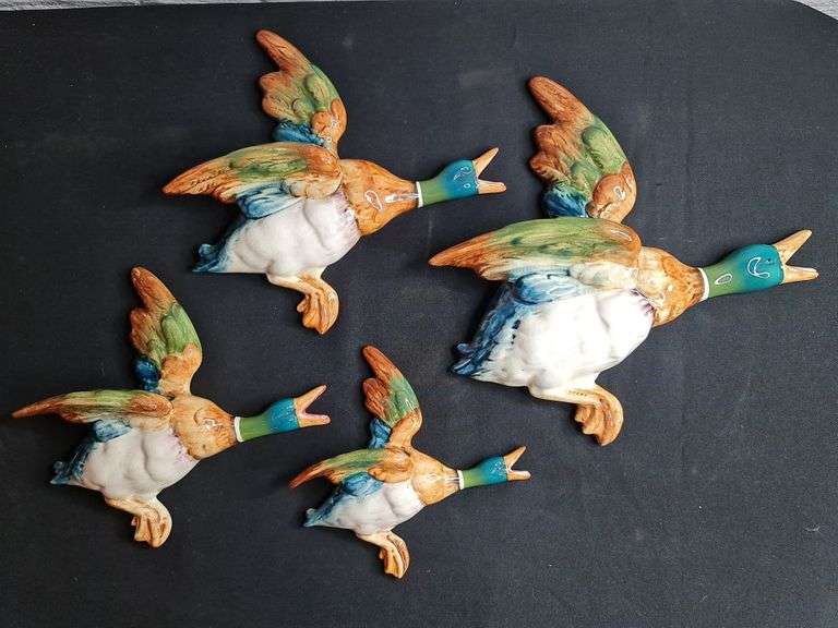 Set of Four Beswick Mallard Wall Ducks, Two with Repair to Wings