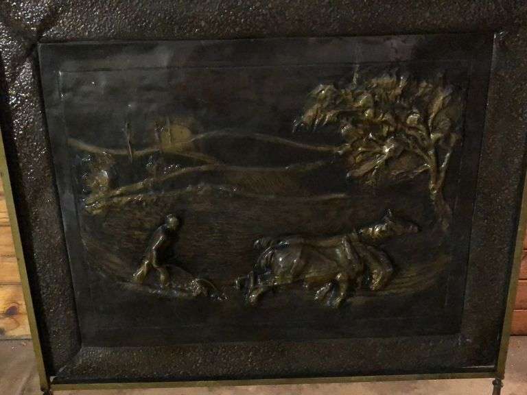 Embossed Brass Fire Screen & Companion Set Tullochs Auctions