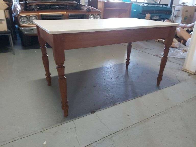 Wooden Pine Table with Turned Legs Tullochs Auctions
