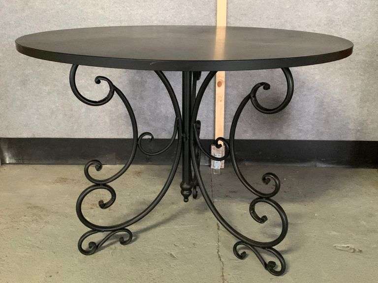 Black Metal Table with Scroll Base 99cm Tullochs Auctions