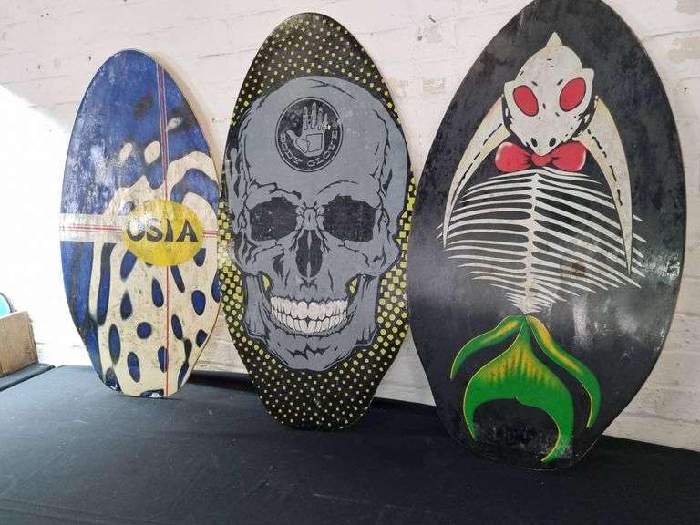 Three Surf Skim Boards with Great Artwork Tullochs Auctions
