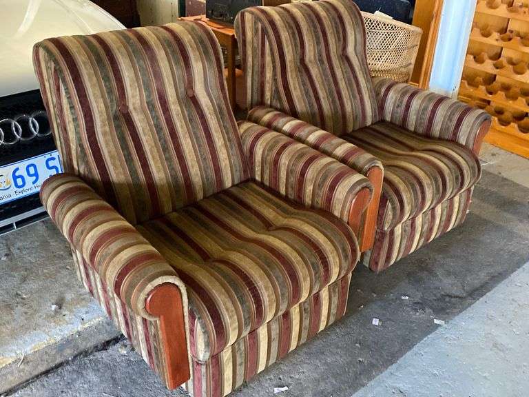 Pair of Vintage Upholstered Arm Chairs Tullochs Auctions