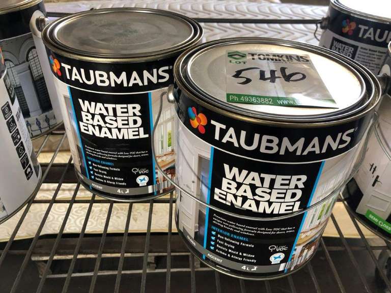 Taubmans 4L Water Based Enamel Paint x 2 TVAA Pty Ltd T/A Tomkins