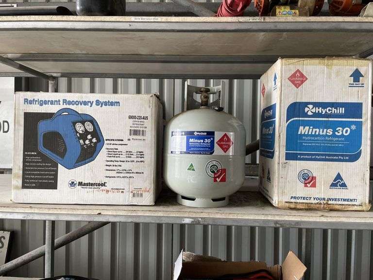 Refrigerant Recovery System and 2x 9kg Hydrocarbon Refrigerant Bottles