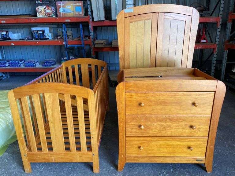 Baby Room Pine Set inc Cot (convertible to bed), Change Table Dresser