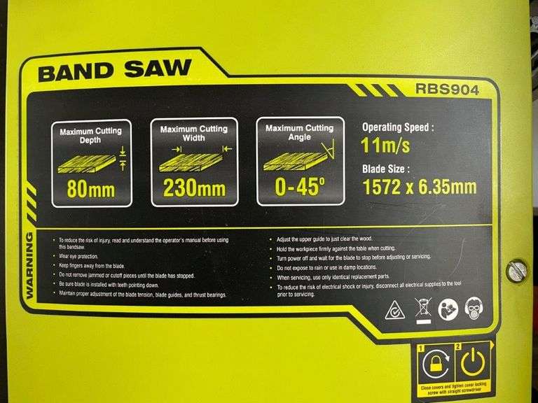 Ryobi RBS904 Bandsaw - TVAA Pty Ltd T/A Tomkins Valuers & Auctioneers