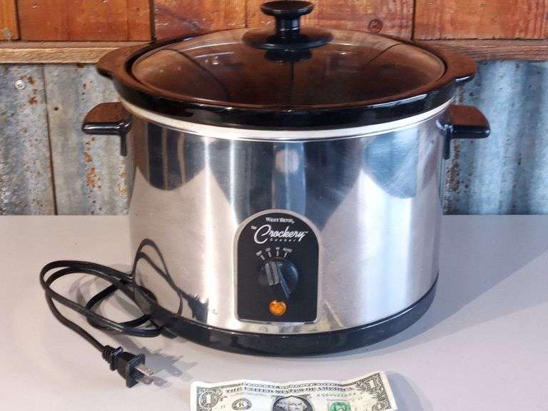 West Bend Crockery Slow Cooker Stainless Steel Round Shape Texas