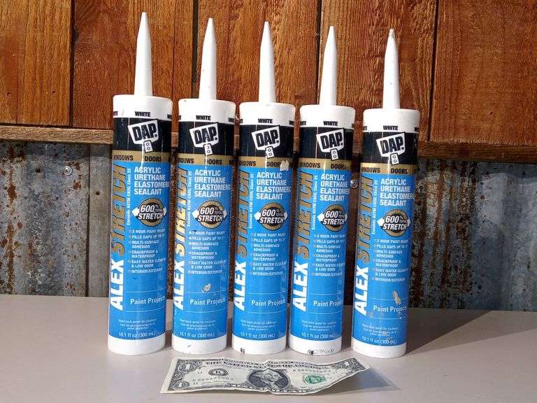 Lot of 5 NEW 10 fl oz tubes White DAP Alex Stretch Door and Window