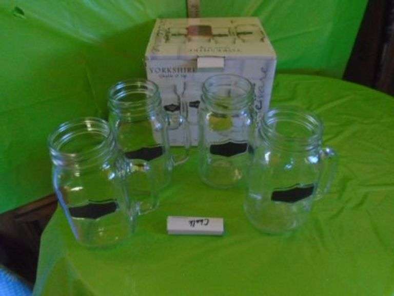 YORKSHIRE Chalk it Up 4pc Mason Jar 24oz in Box Texas Online Auction House