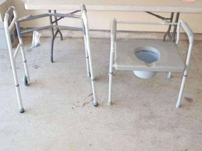 Portable potty and walker. Texas Online Auction House