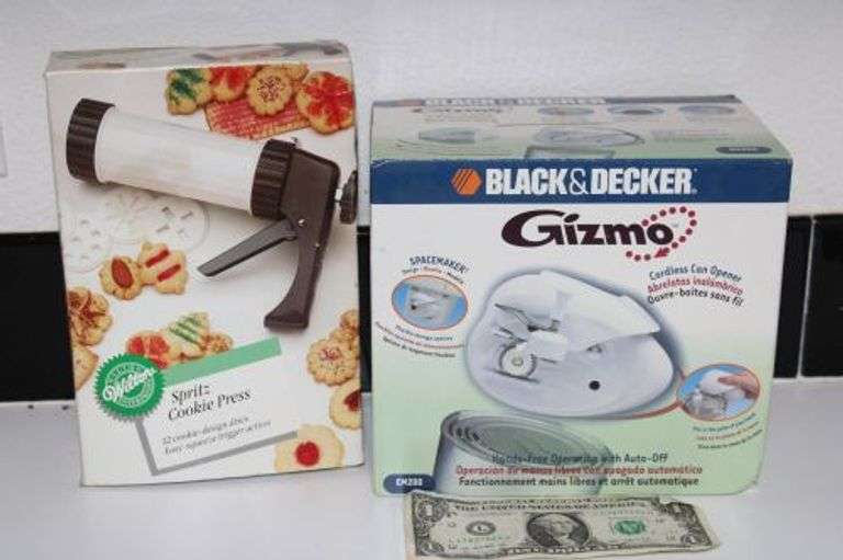 Wilton Spritz Cookie Press and New Black and Decker Gizmo Cordless Can
