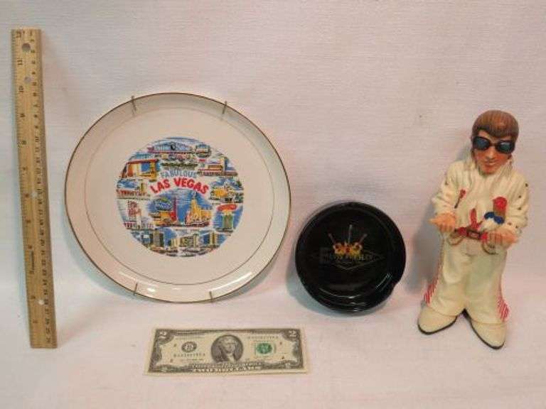 Collectible Fabulous Las Vegas Plate, Elvis Presley Ashtray and Resin