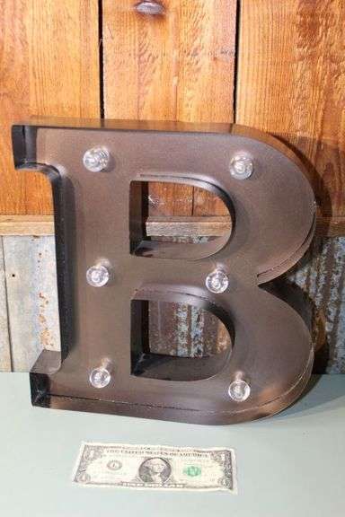 B sign battery operated light up metal 3D sign decor - Texas Online ...